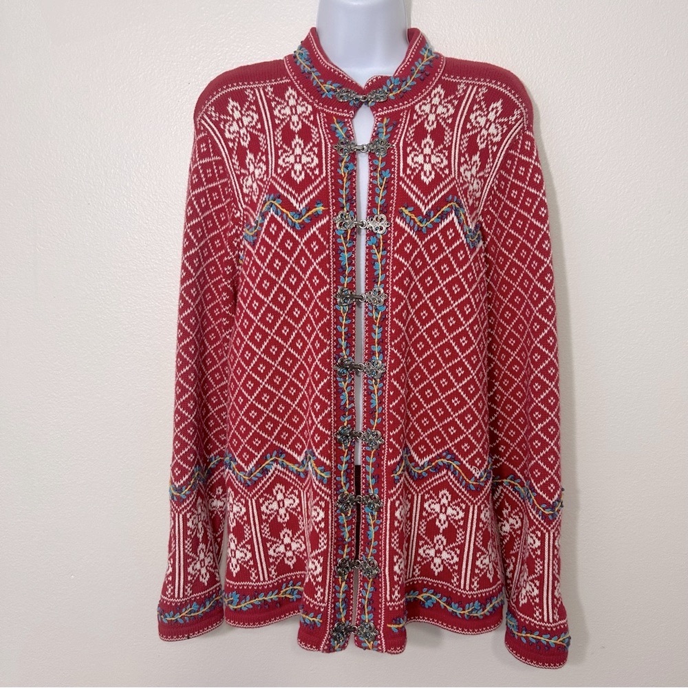 Norm Thompson Cotton Fair Isle Long Sleeve Cardigan Nordic Cozy Comfy